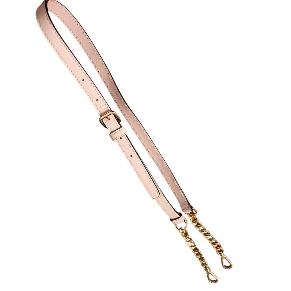 Michael Kors Pink Beige Leather Crossbody Strap Gold Hardware Adjustable